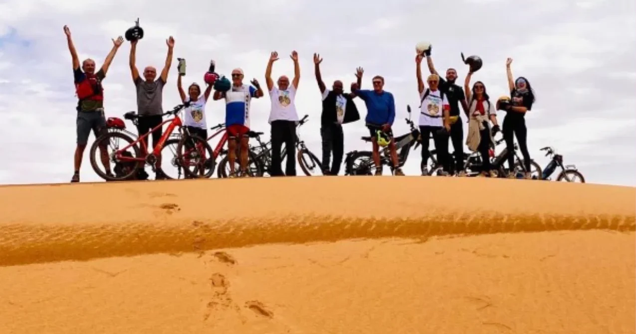 sahara desert cycling tours Morocco dunes gravel bike desert Morocco MTB adventure Sahara Morocco desert cycling route Morocco from Marrakech