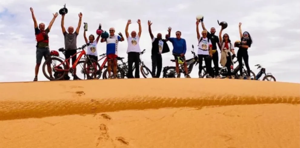 sahara desert cycling tours Morocco dunes gravel bike desert Morocco MTB adventure Sahara Morocco desert cycling route Morocco from Marrakech